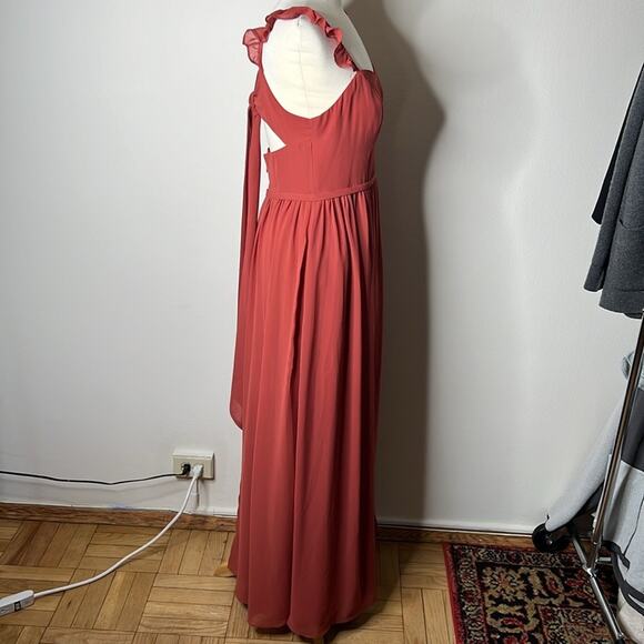Azazie Metz Terracotta Chiffon Dresss - Picture 6 of 10